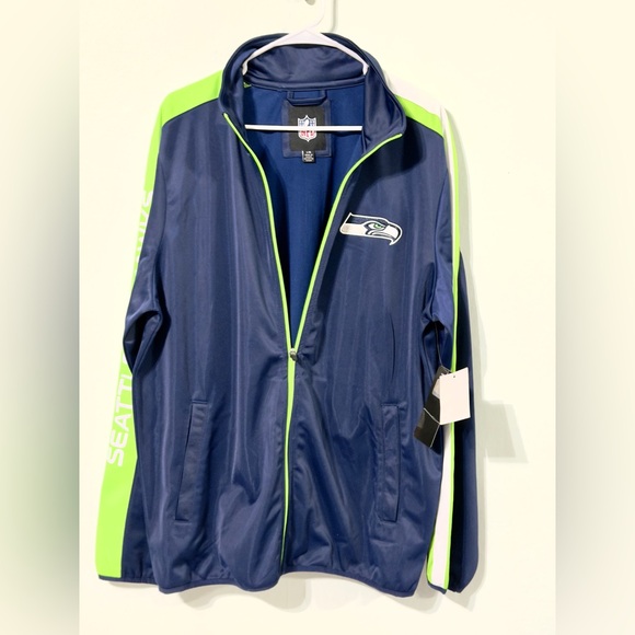 NFL Seattle Seahawks Sz. Medium Blue & Green Full Zip Jacket with Logo Patch NWT - Picture 4 of 4